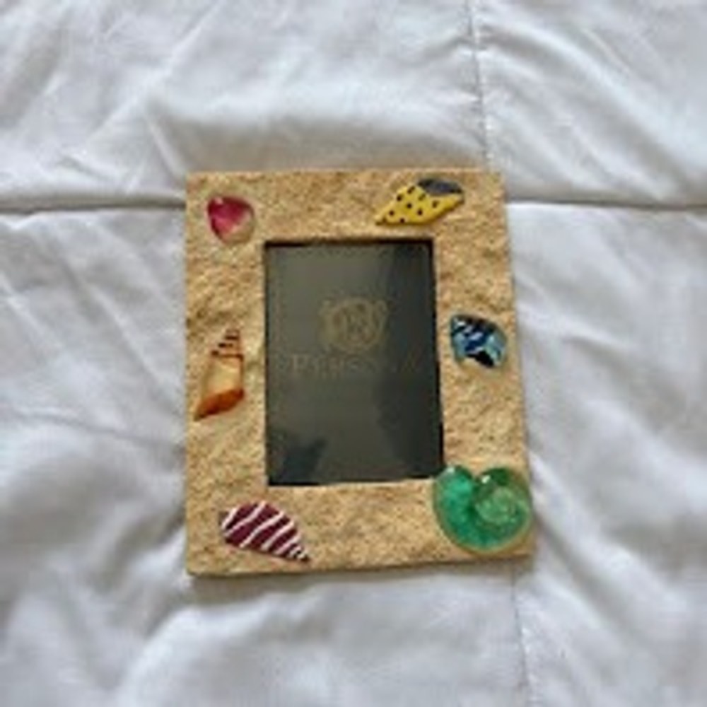 Vintage Persona Seashell Picture Frame Sand Texture Coastal Decor 3.5x5 Photo
